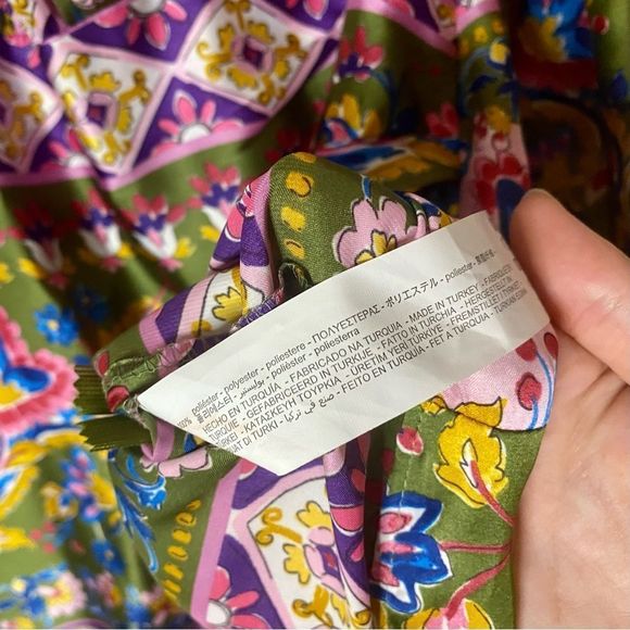 NWT Zara Patterned Silky Faux Wrap Long Sleeve Blouse New Size Medium - Picture 14 of 16